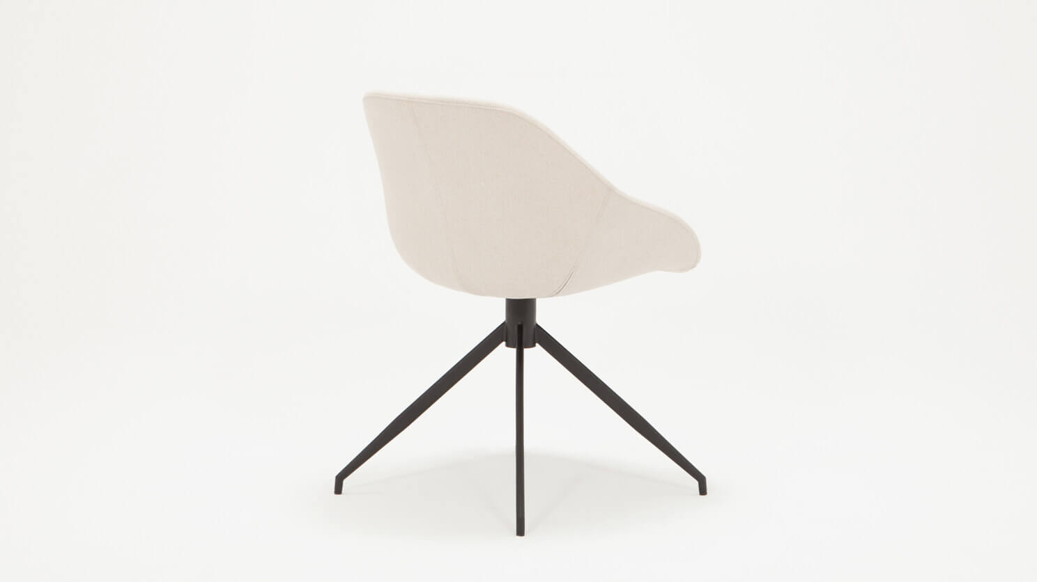 Back angled view of the Nixon upholstered dining chair in white fabric