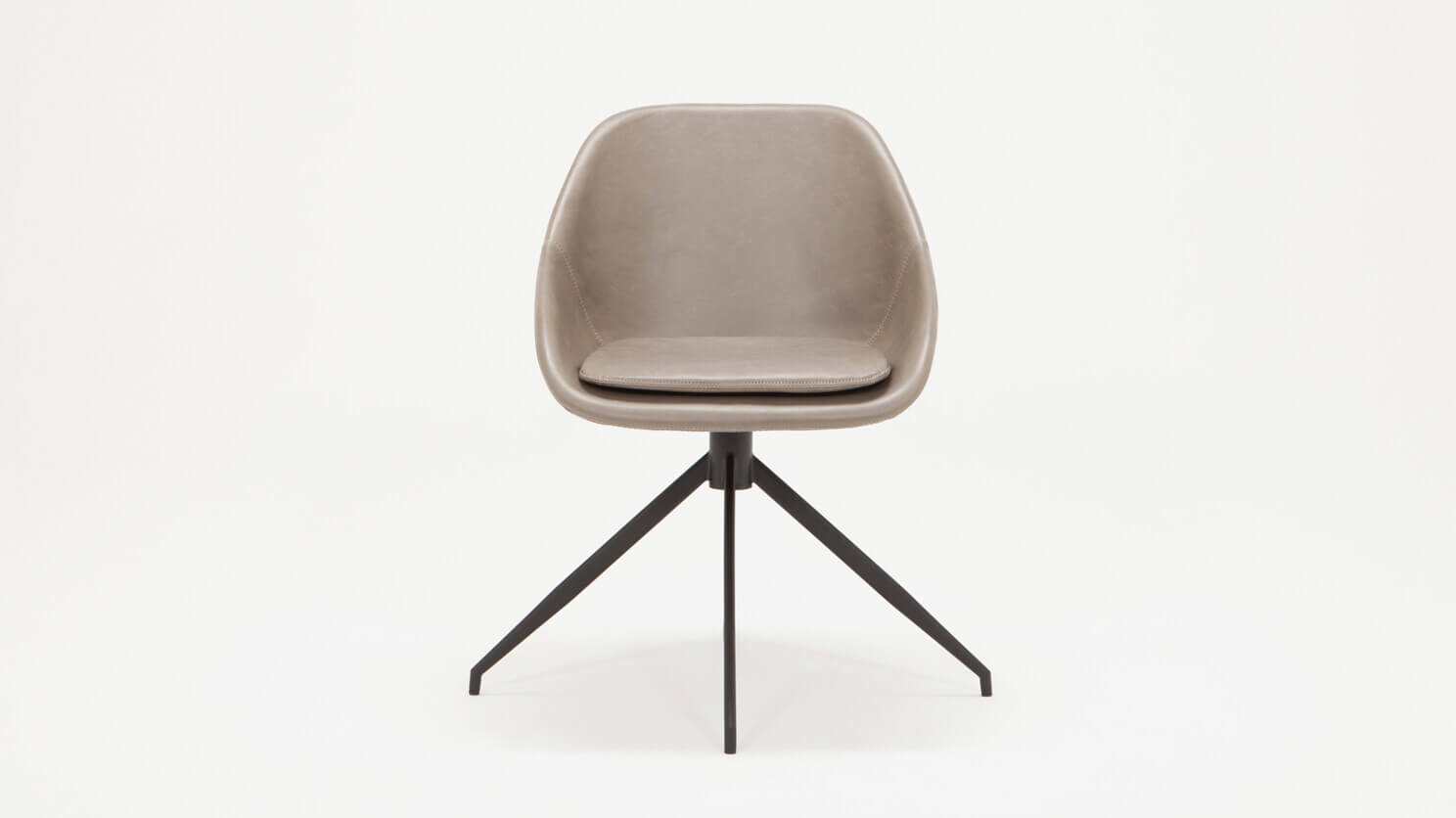 Front view of the Nixon upholstered dining chair in gray leather