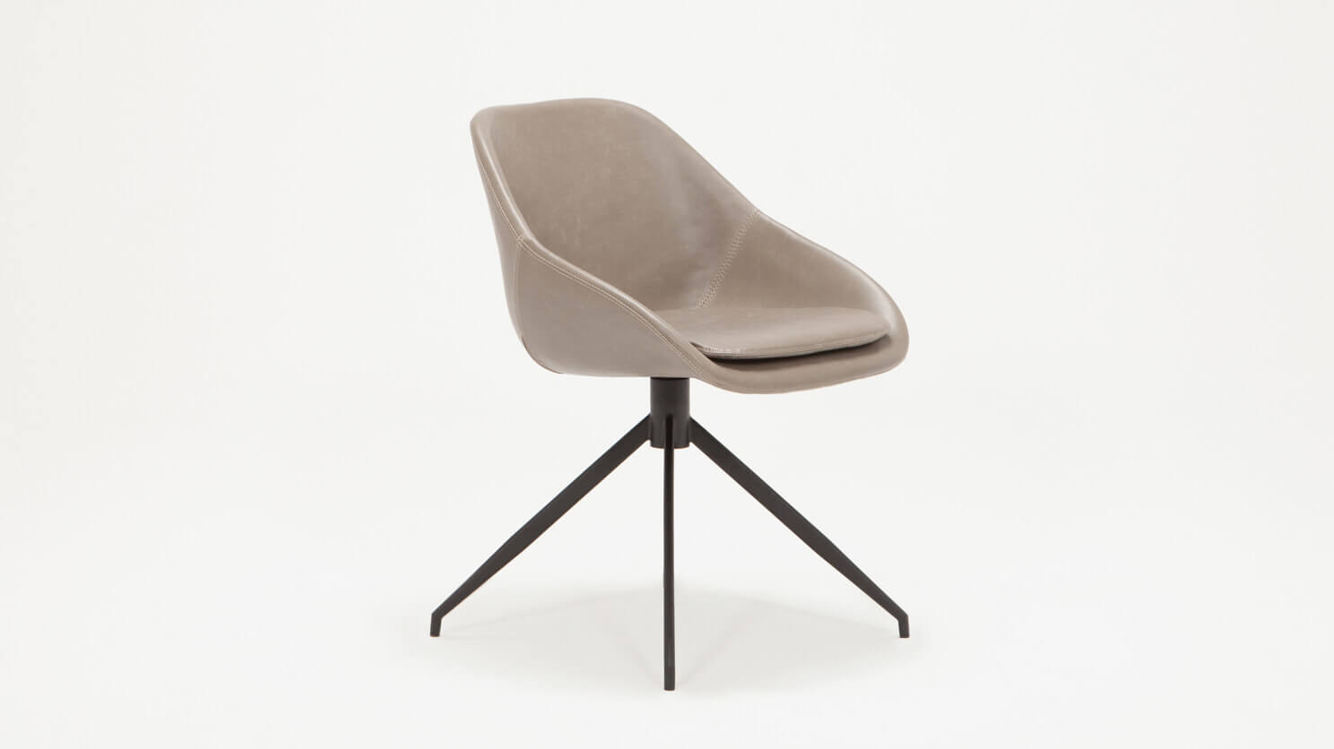 Front angled view of the Nixon upholstered dining chair in gray leather