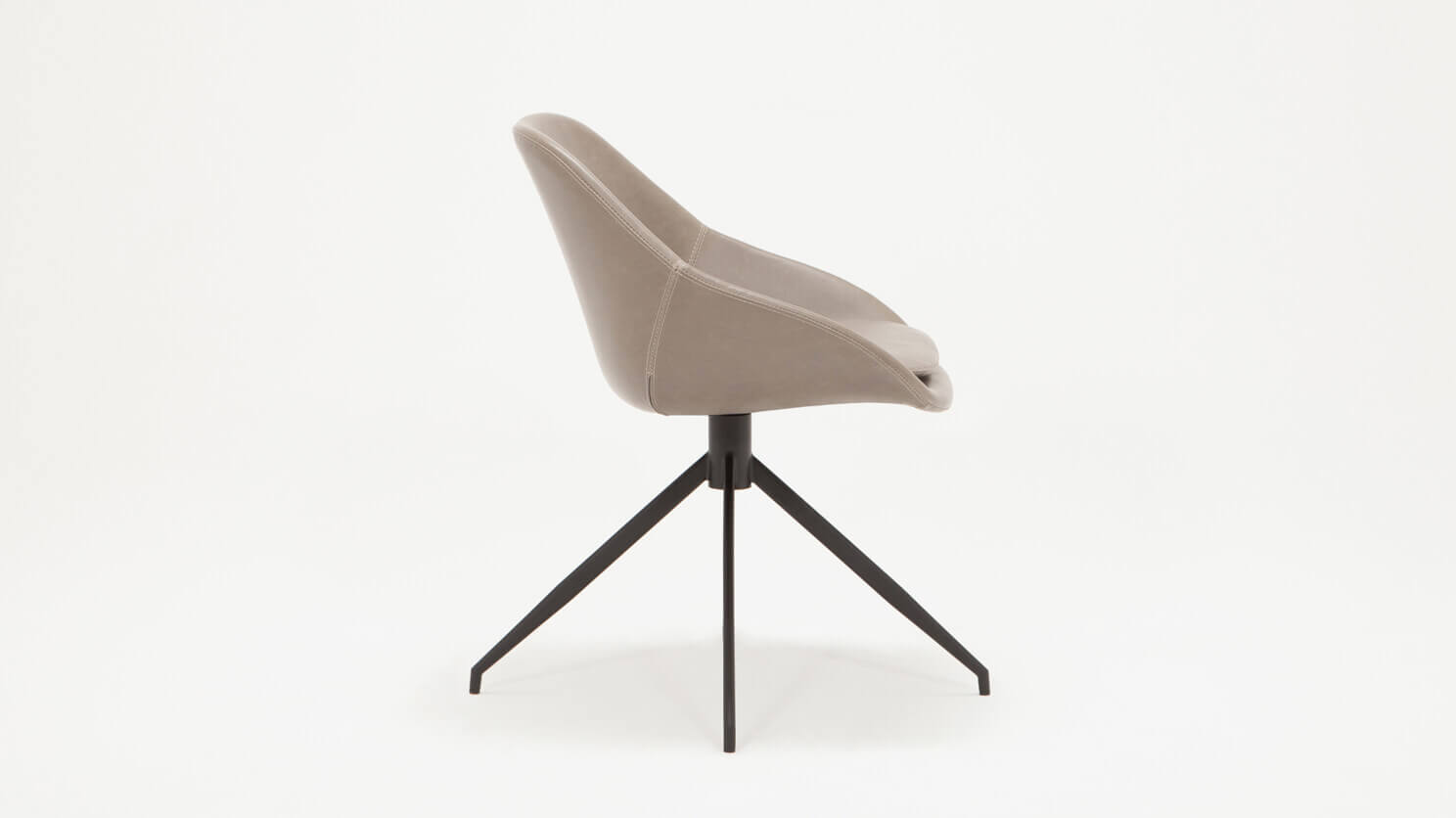 Side view of the Nixon upholstered dining chair in gray leather