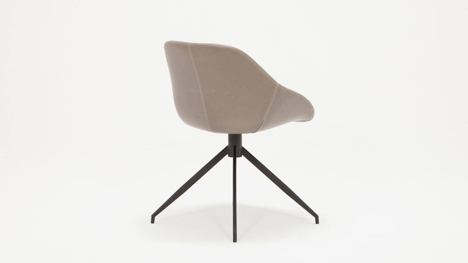 Back angled view of the Nixon upholstered dining chair in gray leather