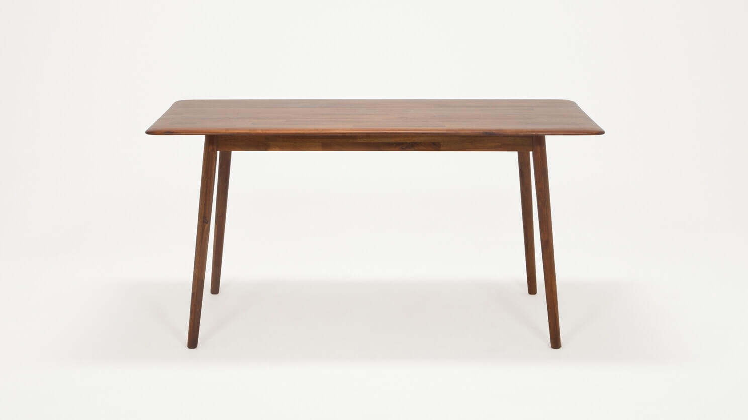 Front view of the small Kacia contemporary dining table in java