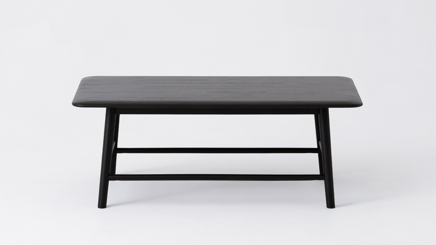 Front view of the Kacia solid acacia wood coffee table in black