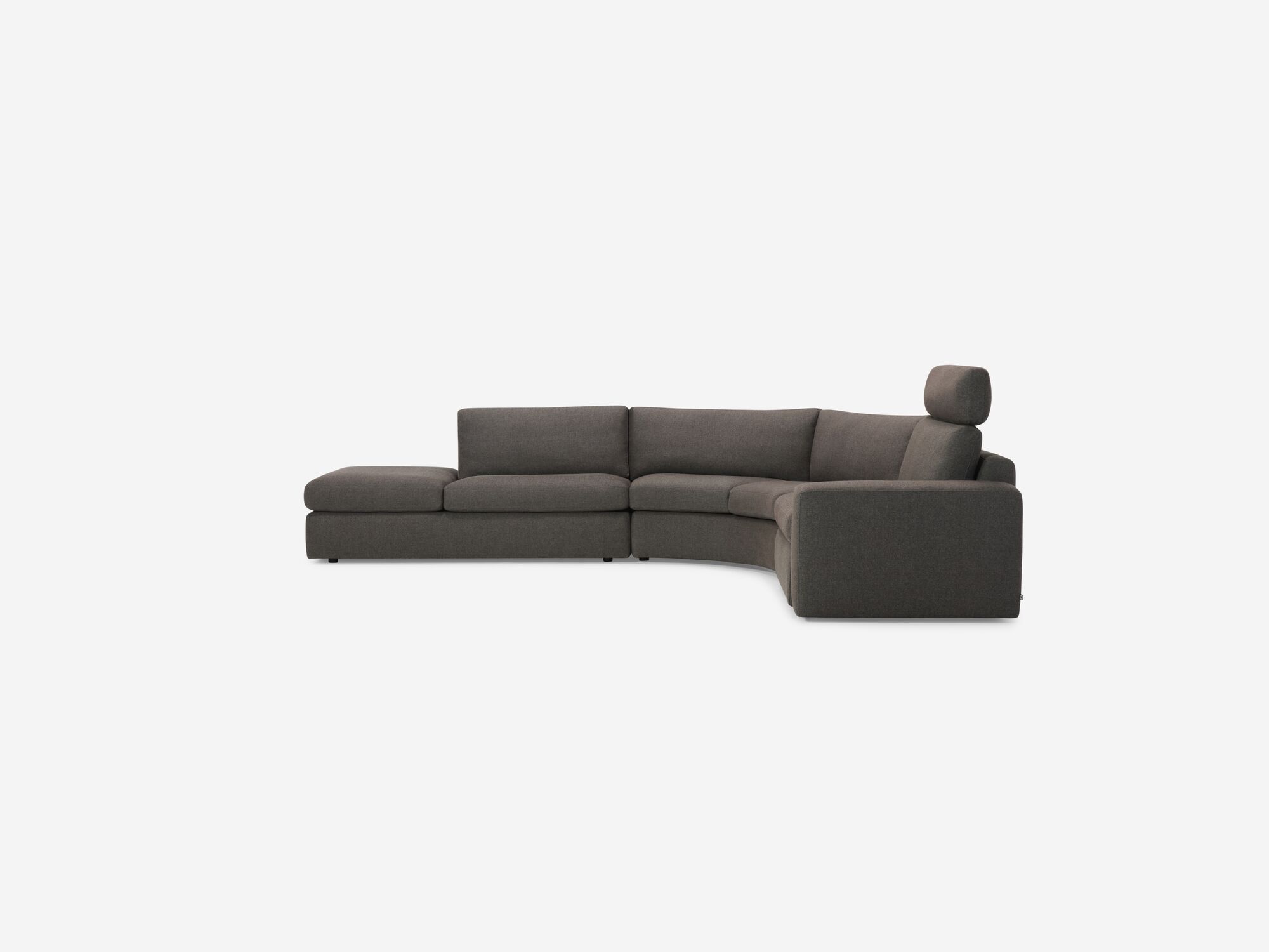 Charcoal left hand facing reclining sectional side view