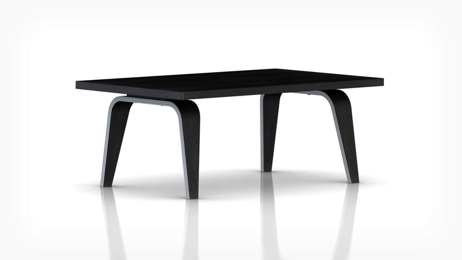 Angle view of Eames rectangular coffee table in black