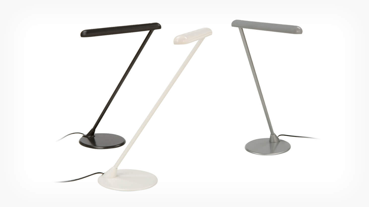 Side view of white, black, and grey Flute Personal Lights