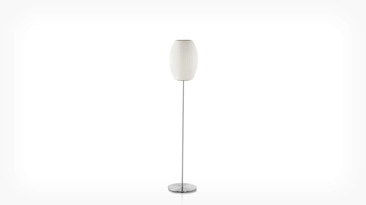 Front view of small Nelson Cigar Lotus Floor Lamp in Brushed Nickel