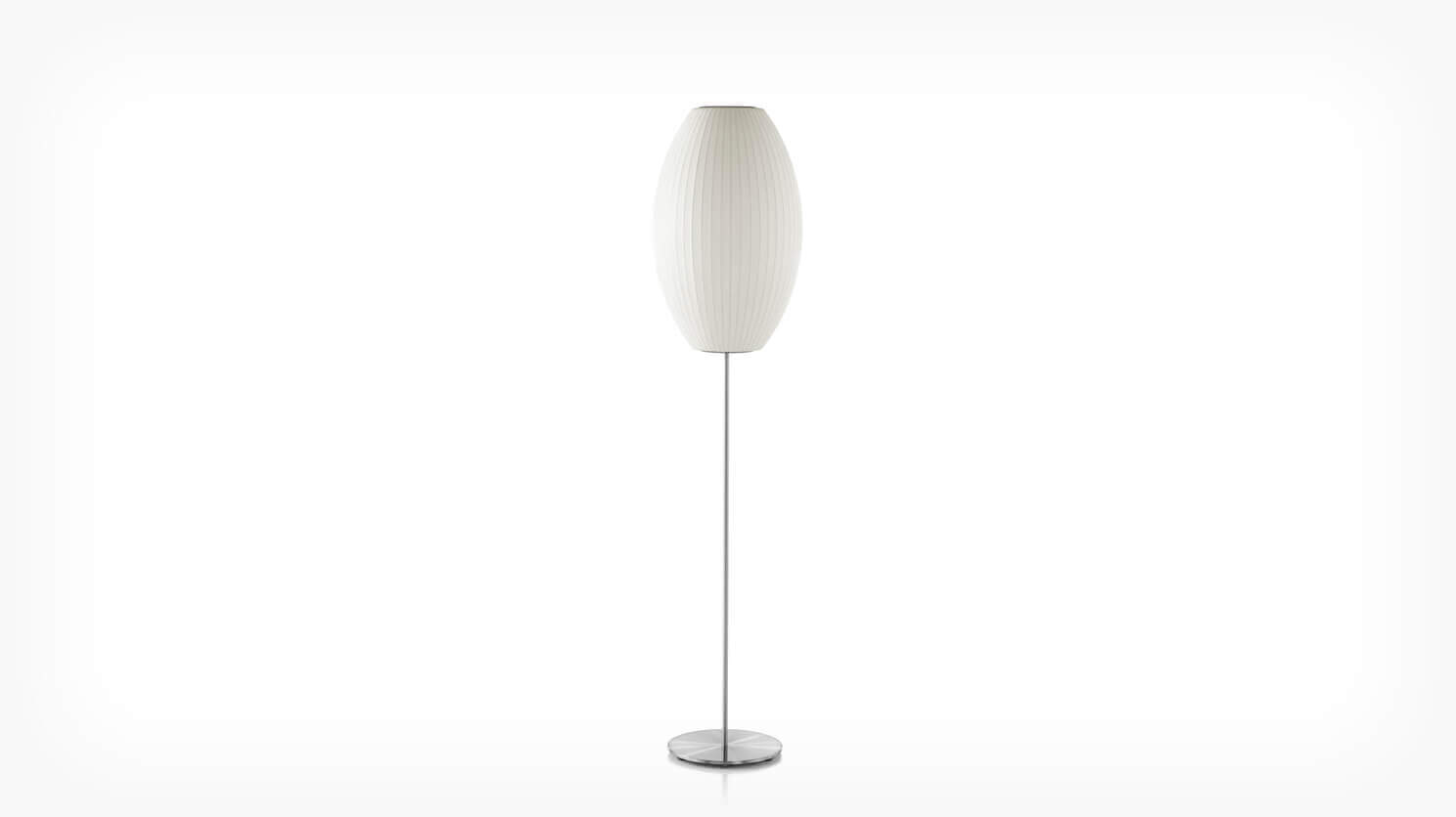 Front view of medium Nelson Cigar Lotus Floor Lamp in Brushed Nickel