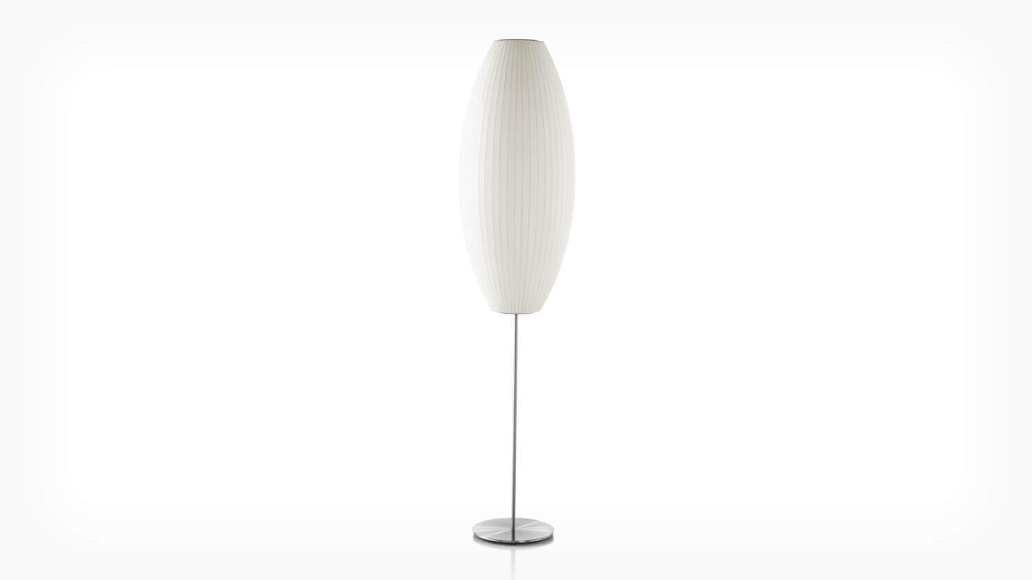 Front view of large Nelson Cigar Lotus Floor Lamp in Brushed Nickel
