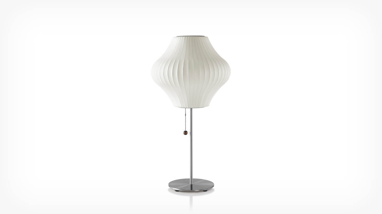 Front view of Nelson Pear Lotus Table Lamp in Brushed Nickel