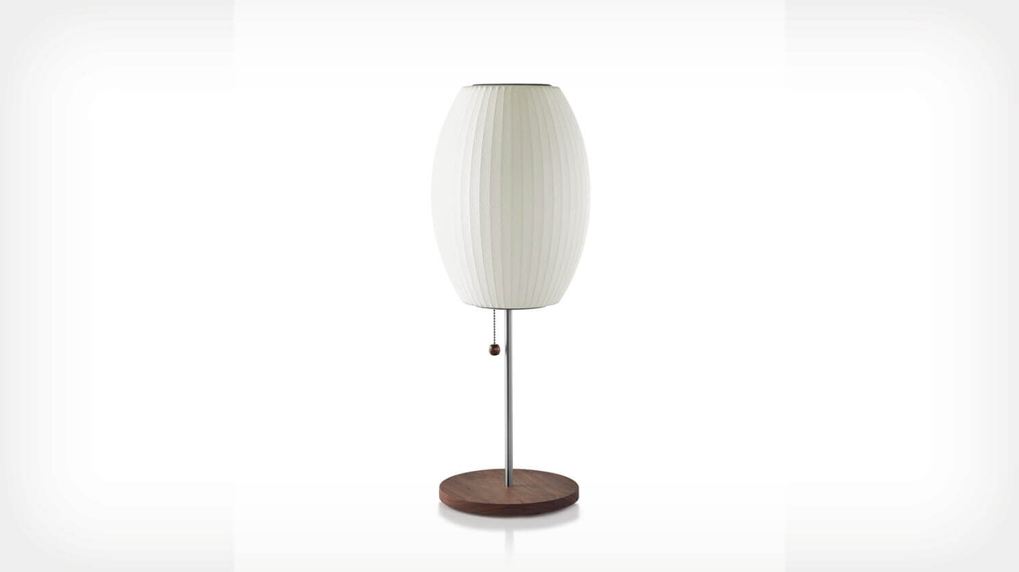 Front view of Nelson Cigar Lotus Table Lamp in Walnut