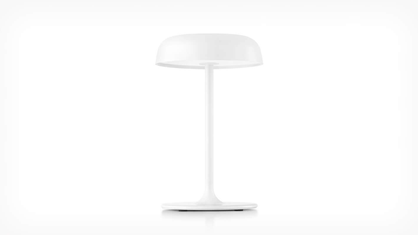 Front view of white Ode Desk Lamp