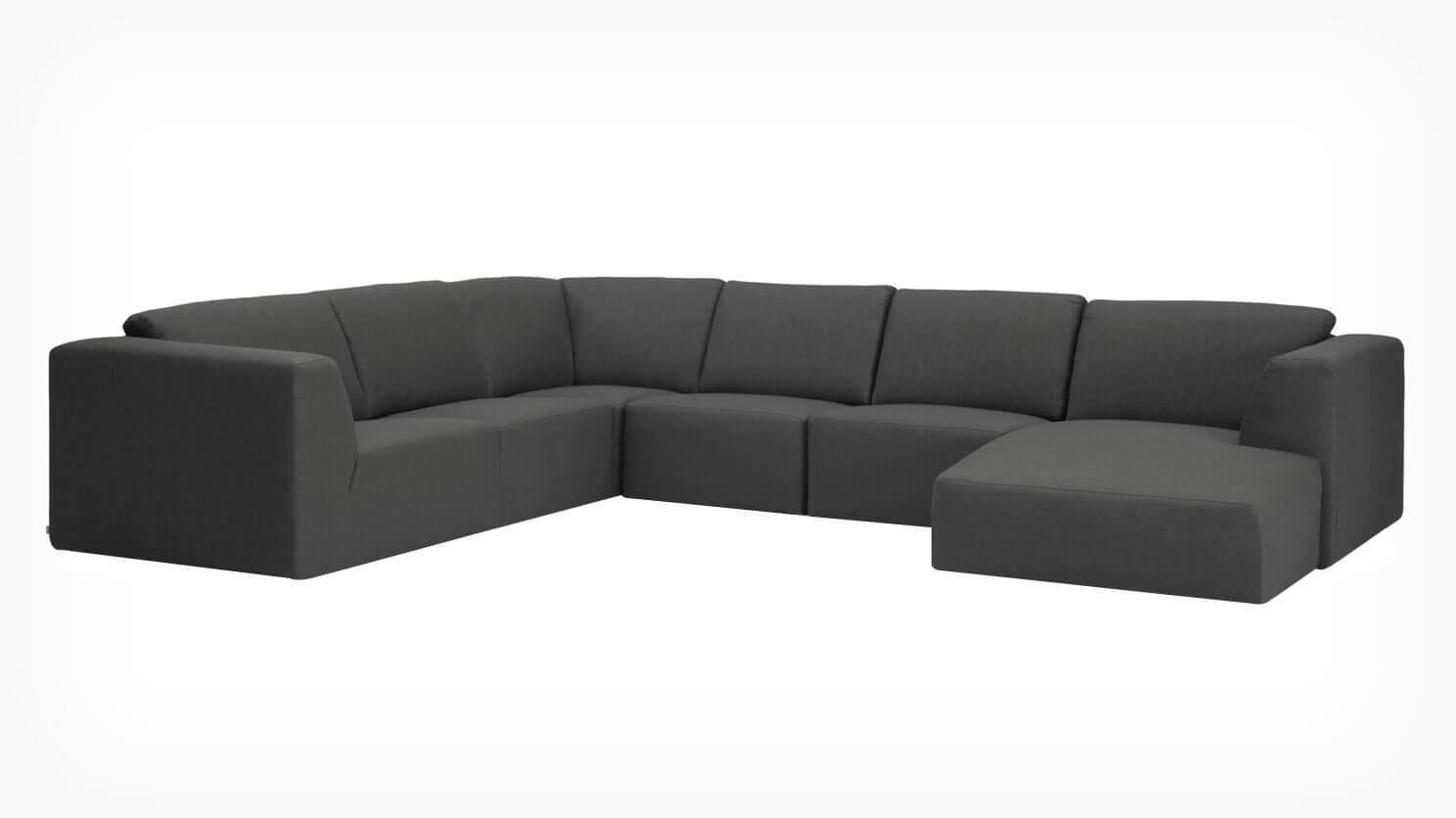 Right view of the Morten 6-piece modern sectional sofa in grey fabric