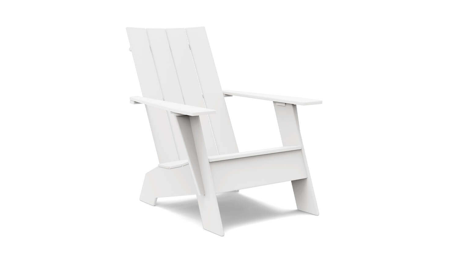 Front view of outdoor chair in white recycled plastic