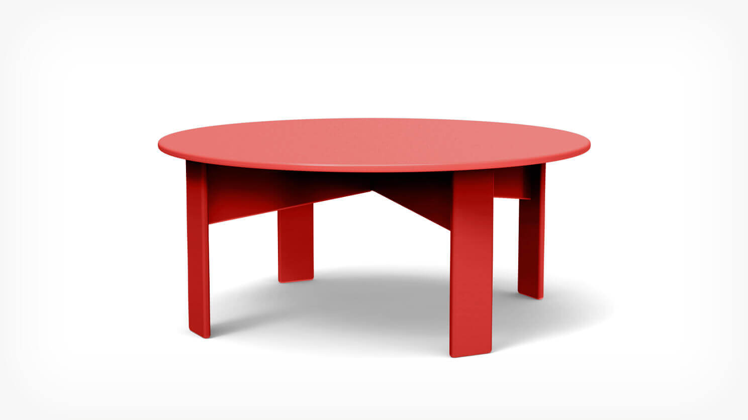 Front view of Outdoor Cocktail Table in red recycled plastic