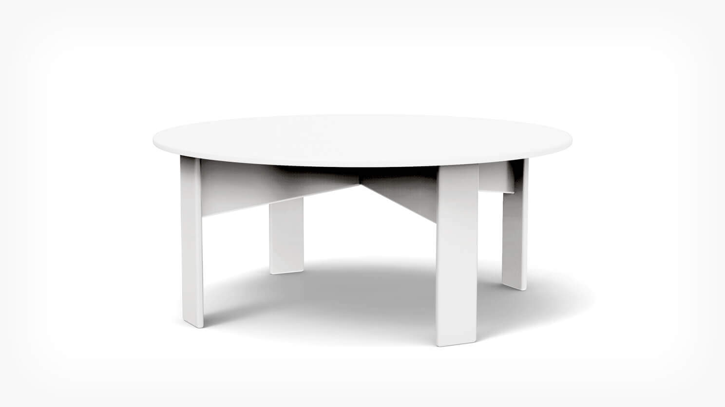 Front view of Outdoor Cocktail Table in white recycled plastic