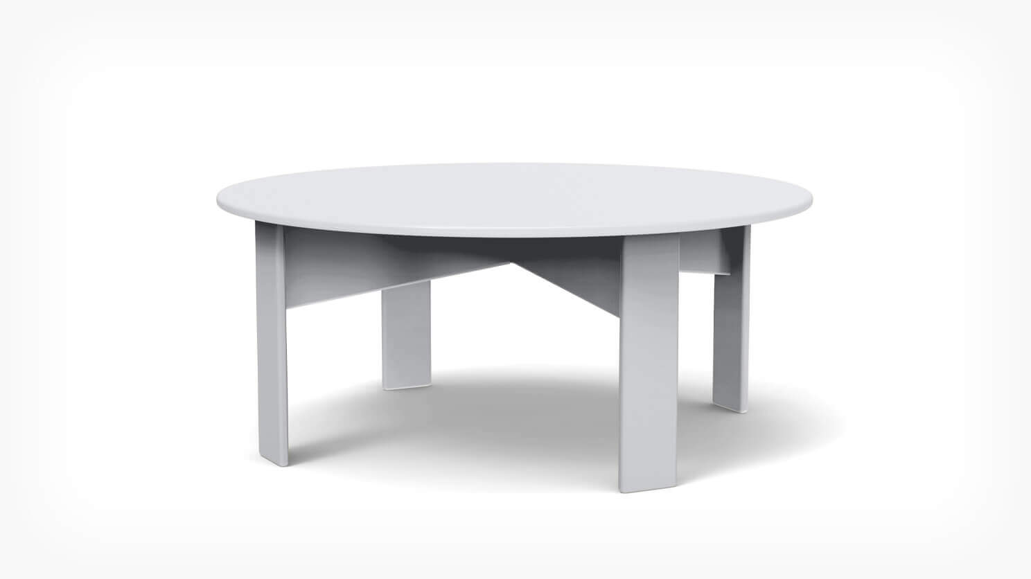 Front view of Outdoor Cocktail Table in light grey recycled plastic