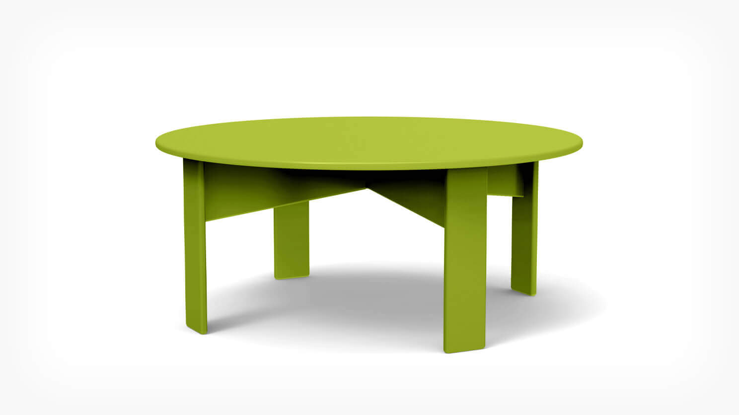 Front view of Outdoor Cocktail Table in green recycled plastic