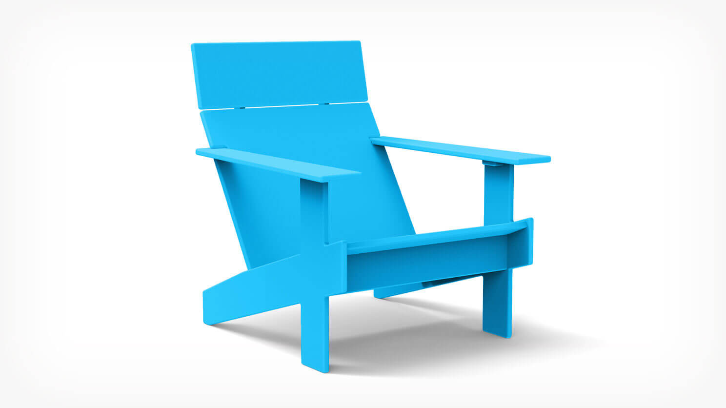 Front angle view of Outdoor Lounge Chair in baby blue recycled plastic