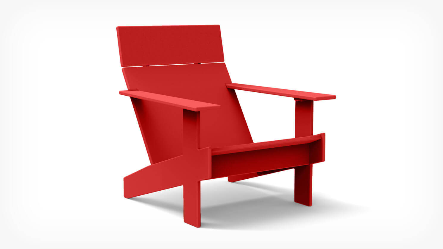 Outdoor Lounge Chair in red recycled plastic front angle view