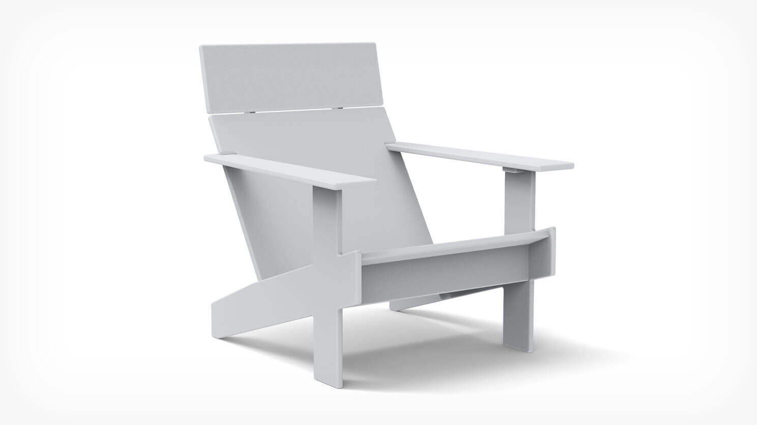 Outdoor lounge chair in light grey recycled plastic front angle view