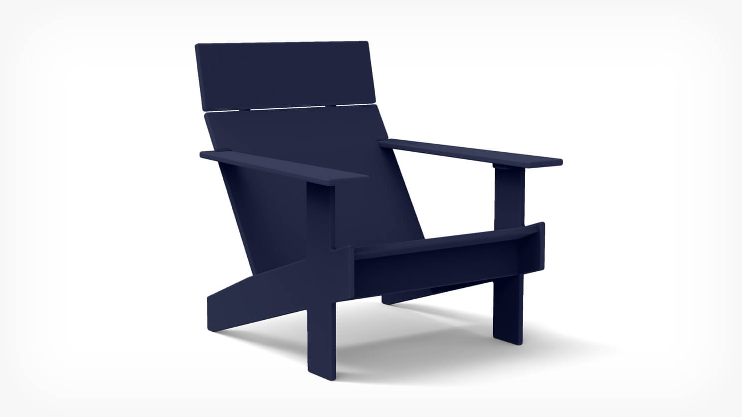 Outdoor lounge chair in navy blue recycled plastic front angle view