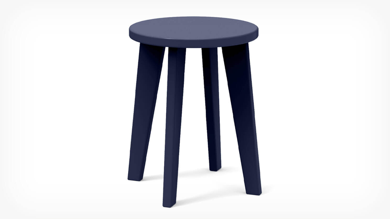 Front view of Norm patio dining stool in navy blue recycled plastic