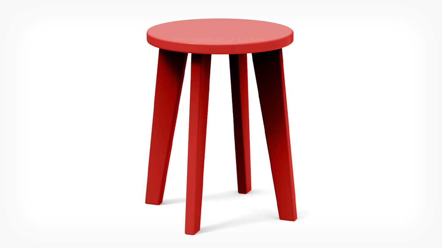 Front view of Norm patio dining stool in red recycled plastic