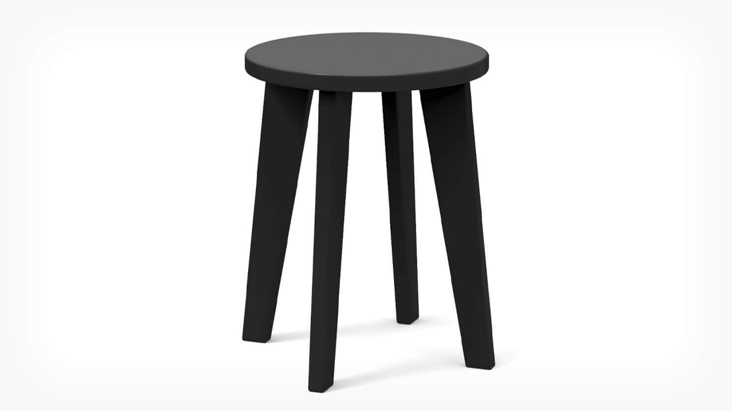 Front view of Norm patio dining stool in black recycled plastic