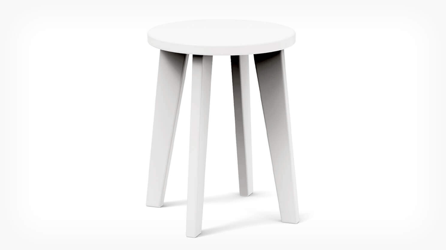 Front view of Norm patio dining stool in white recycled plastic