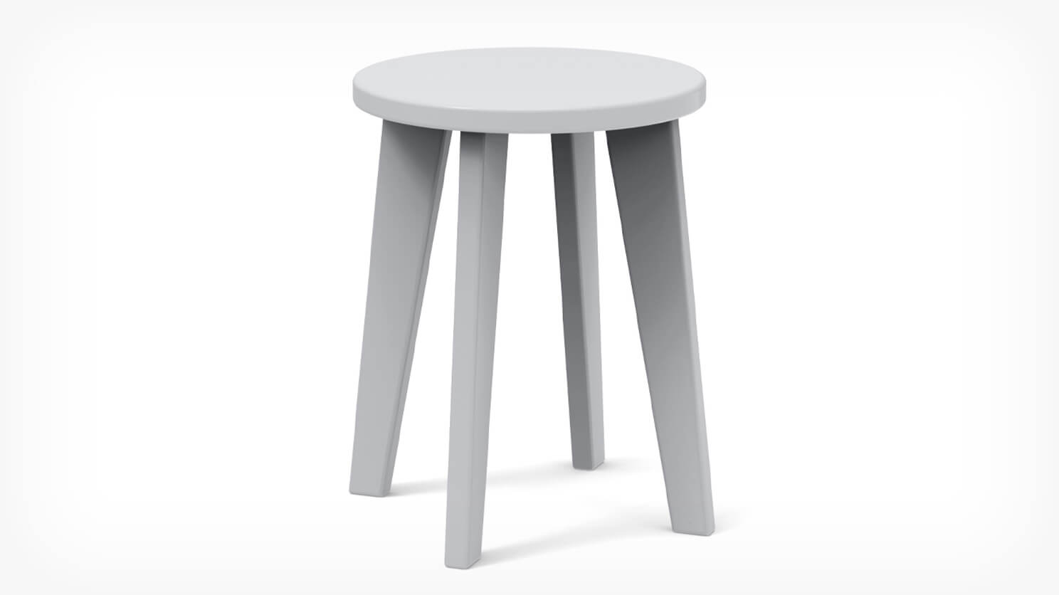 Front view of Norm patio dining stool in light grey recycled plastic