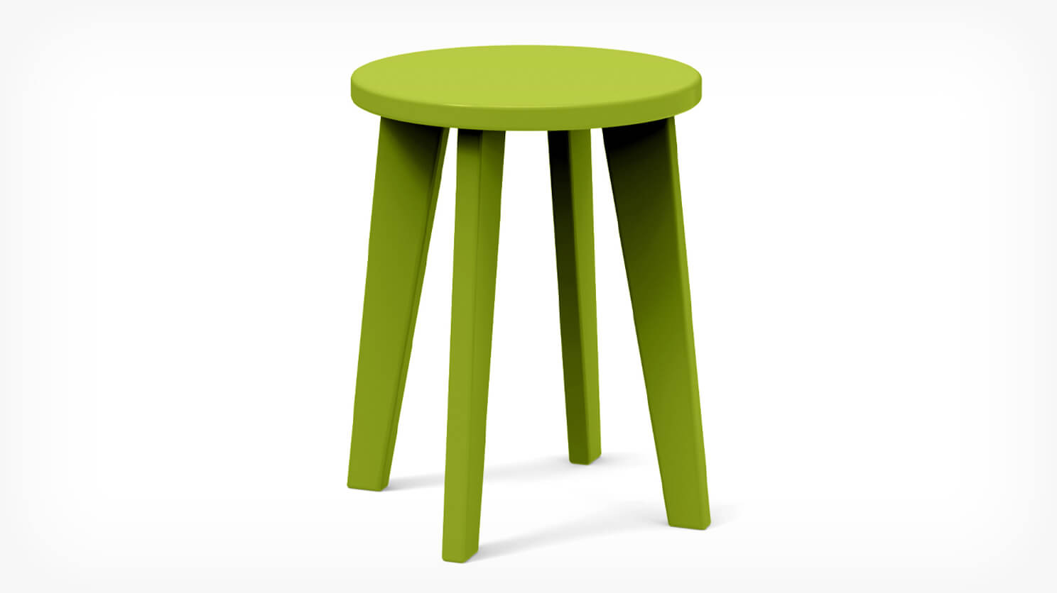 Front view of Norm patio dining stool in green recycled plastic