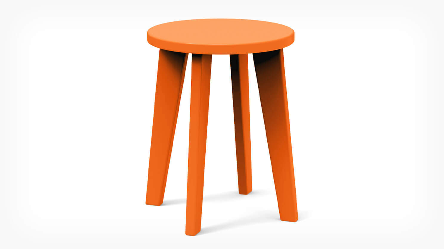 Front view of Norm patio dining stool in orange recycled plastic