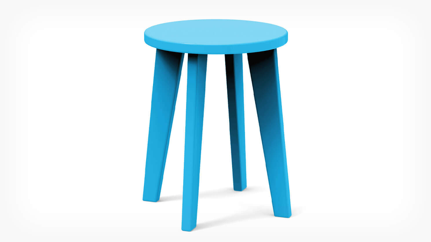 Front view of Norm patio dining stool in baby blue recycled plastic