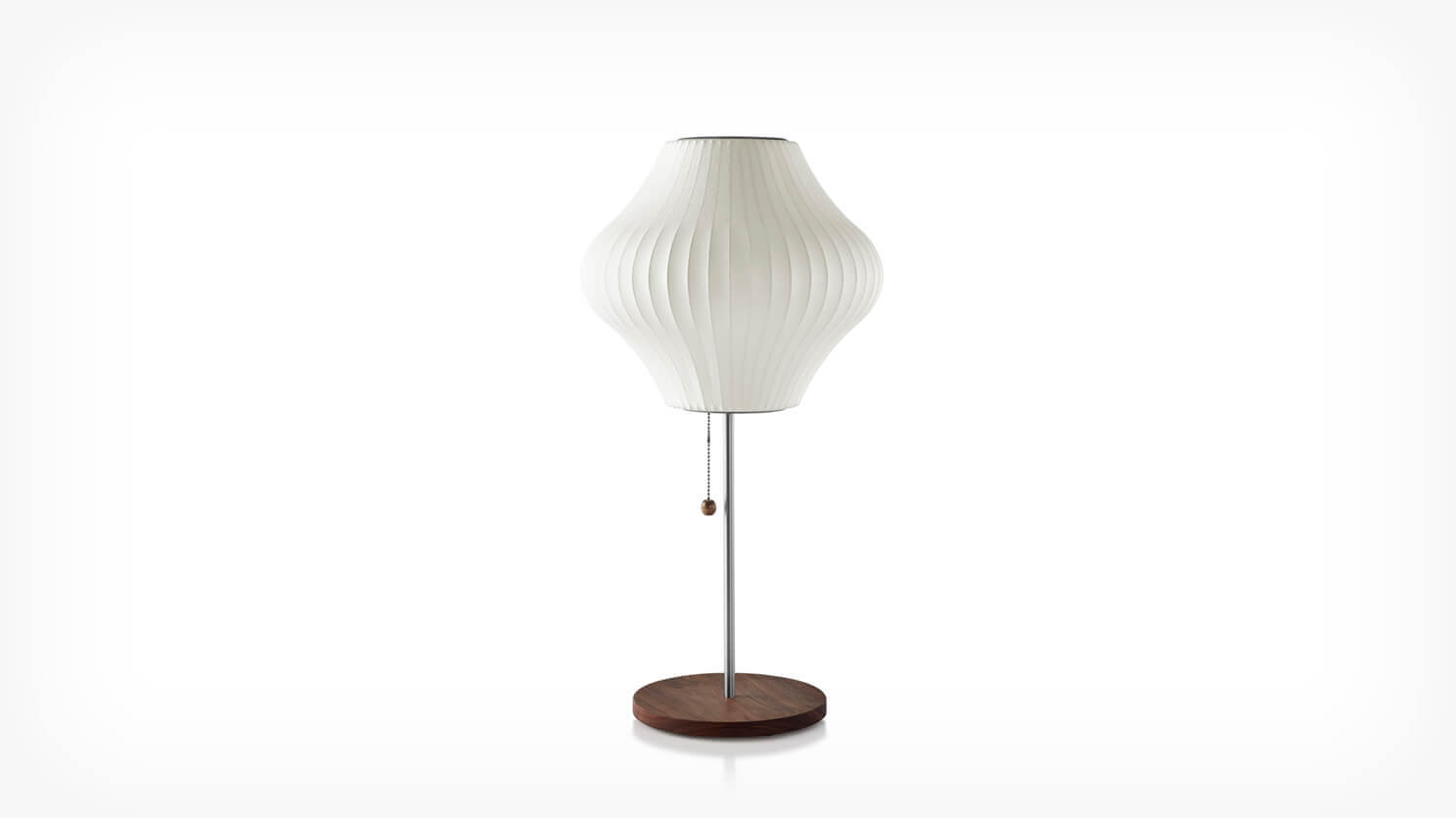 Front view of Nelson Pear Lotus Table Lamp in Walnut