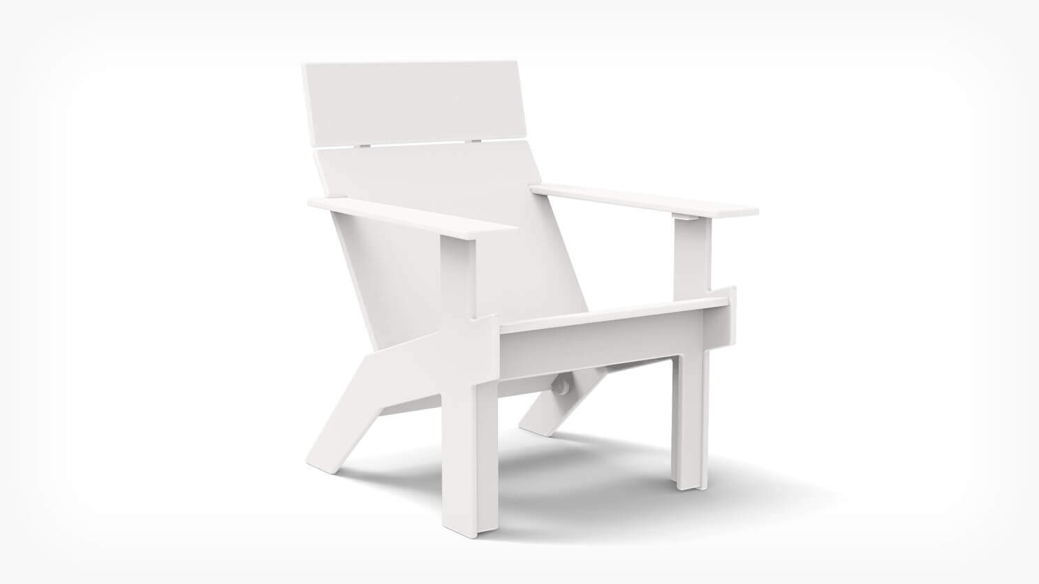 Front view of outdoor lounge chair in white recycled plastic