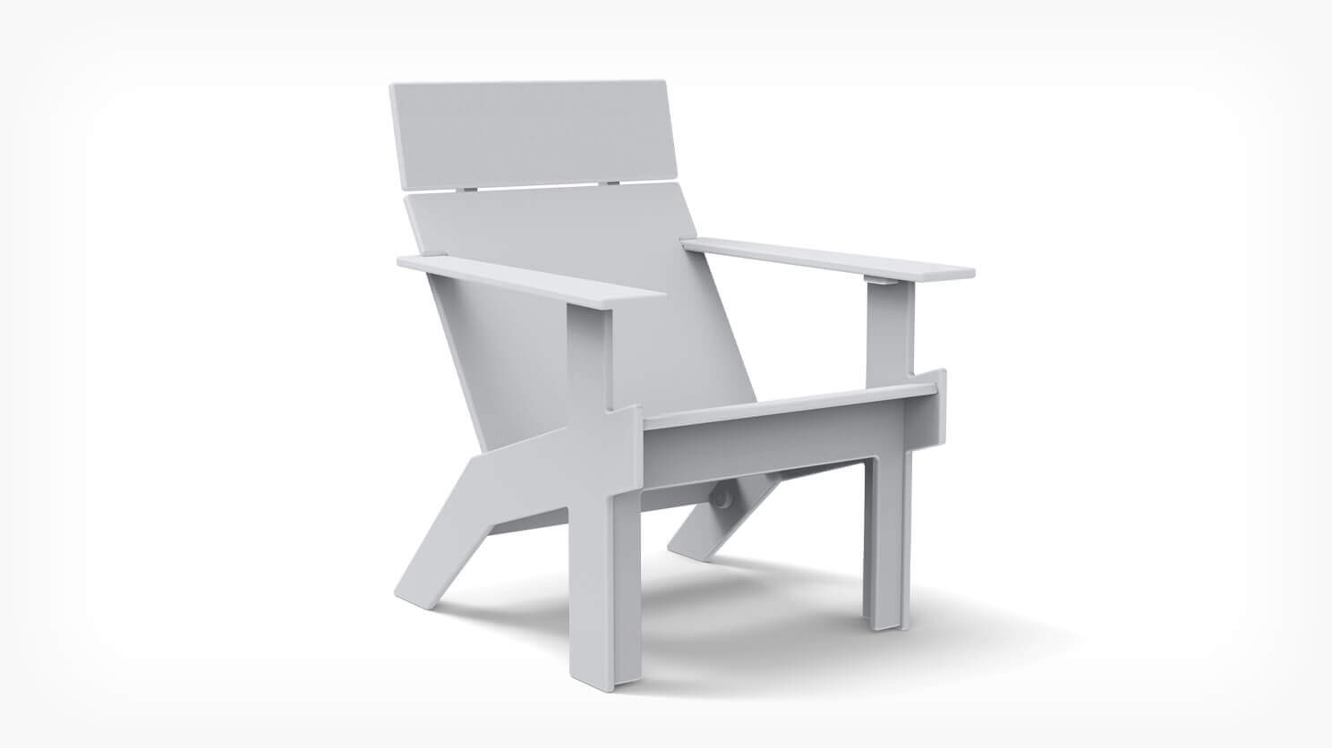 Outdoor lounge chair in light grey recycled plastic front view