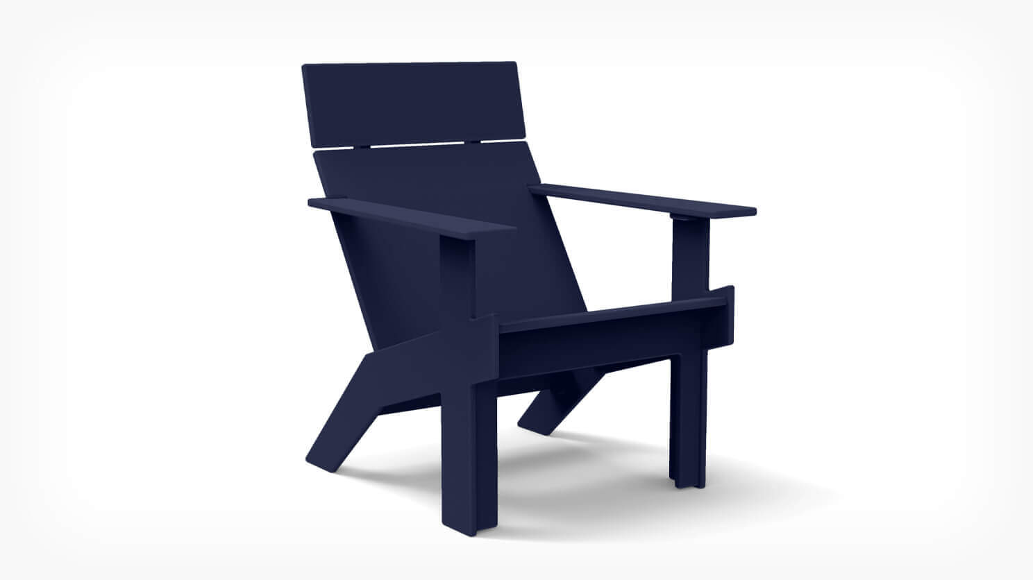 Outdoor lounge chair in navy blue recycled plastic front view