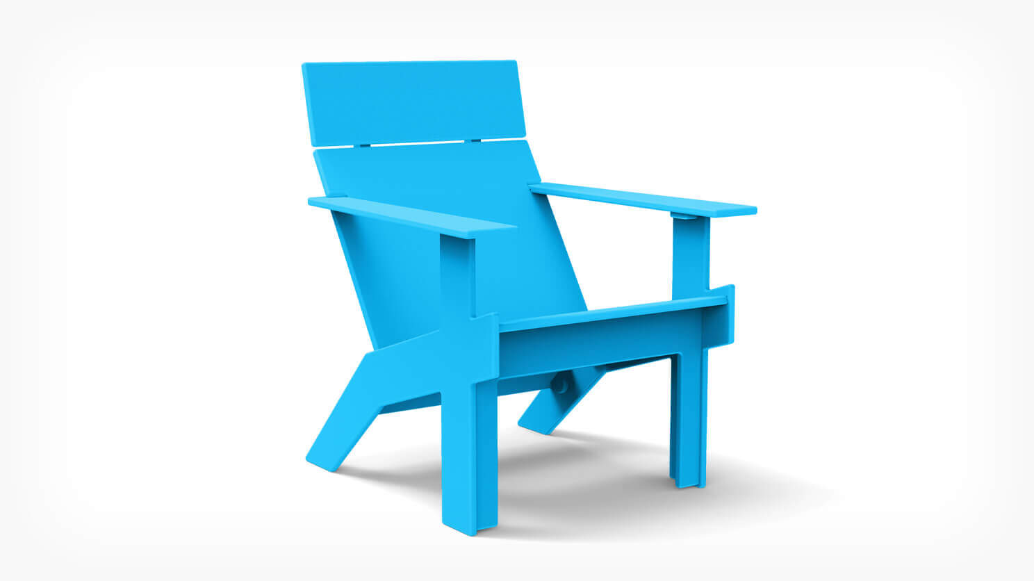 Outdoor lounge chair in light blue recycled plastic front view