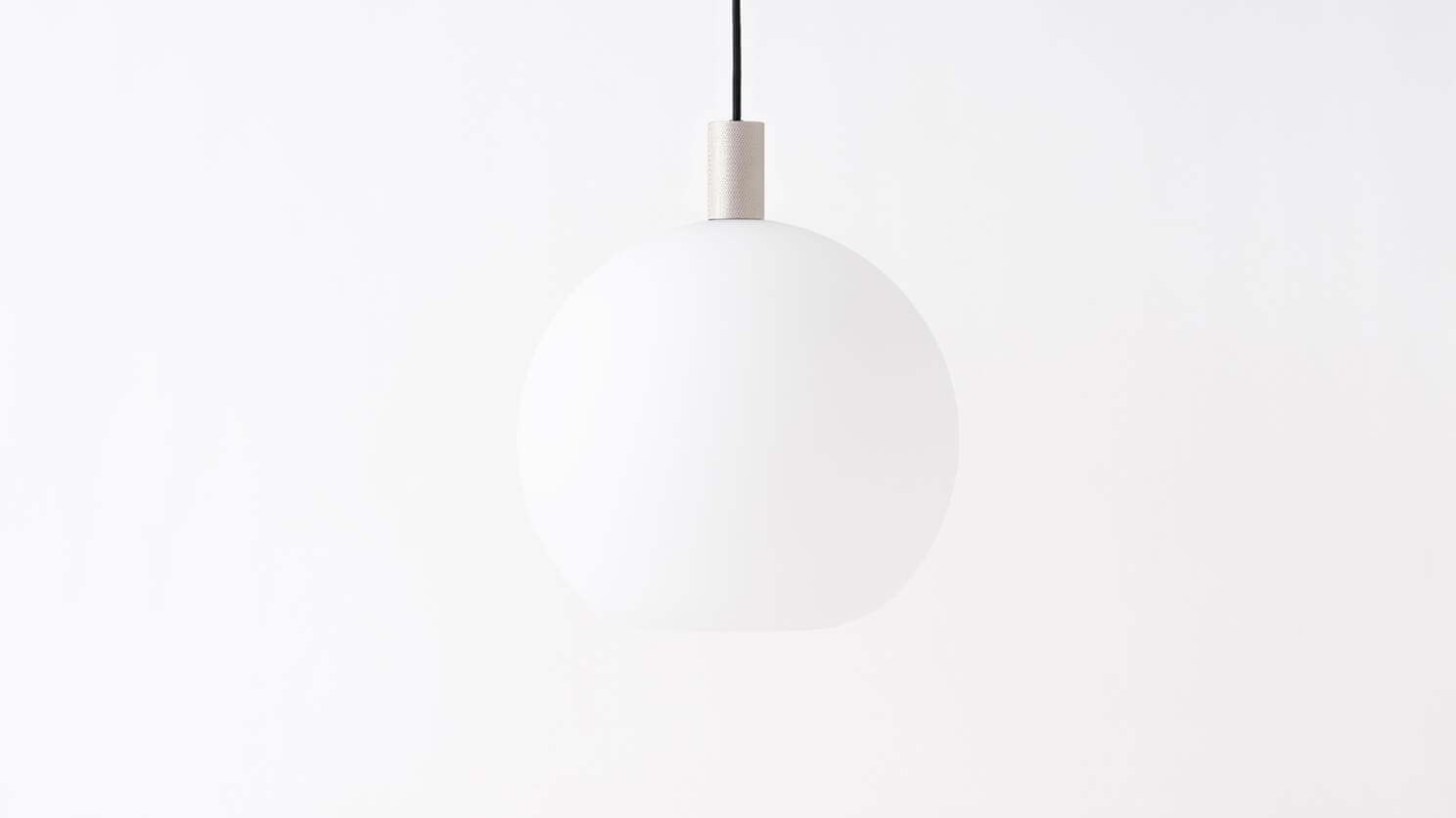 The Wellington large glass shade modern pendant lamp in aluminum