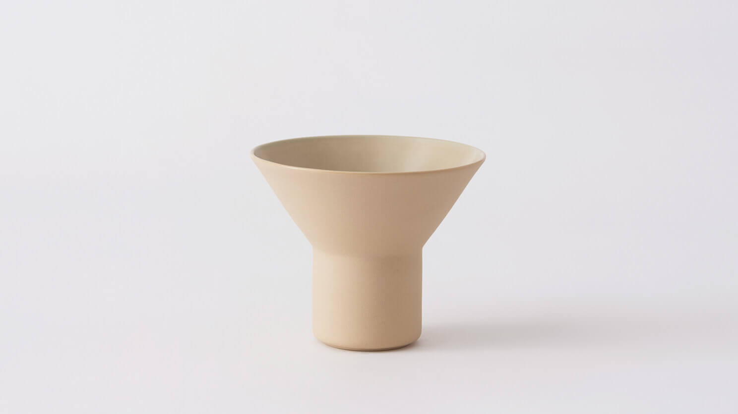 Medium beige ceramic vase front view