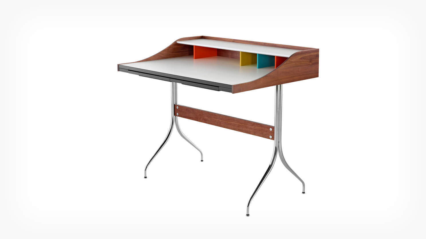 Front angle view of Herman Miller Nelson swag leg desk