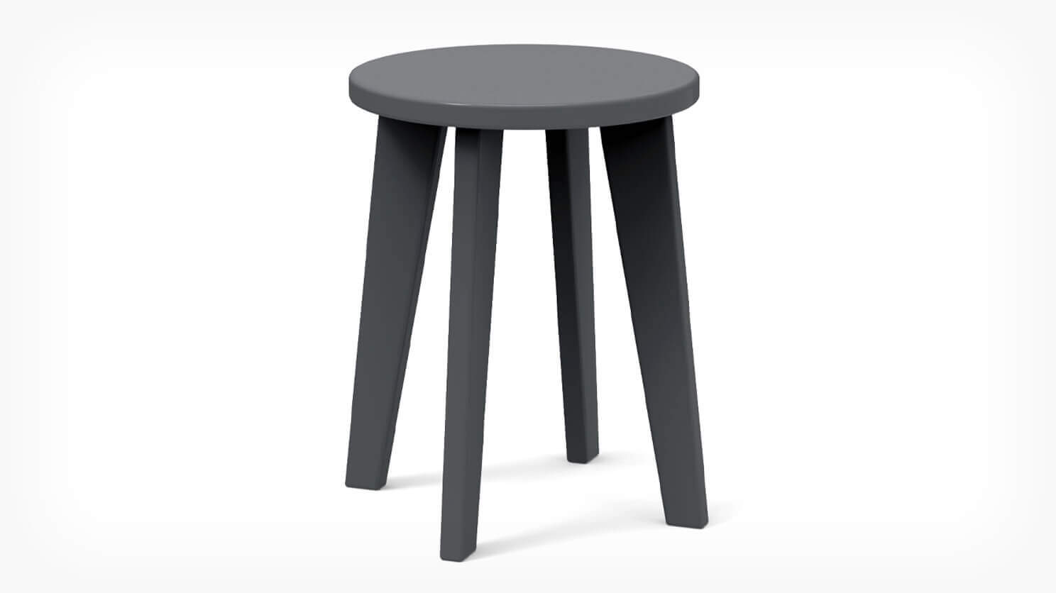 Front view of the Norm outdoor dining stool in dark grey