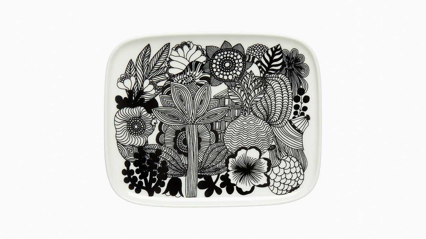 Floral pattern rectangular plate top view