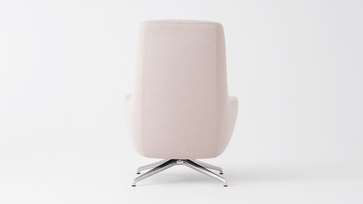 Back view of the Suite modern lounge chair in white fabric