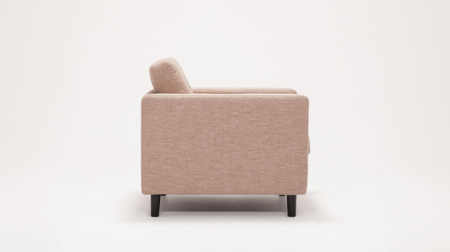 Side view of the Solo modern lounge chair in beige fabric