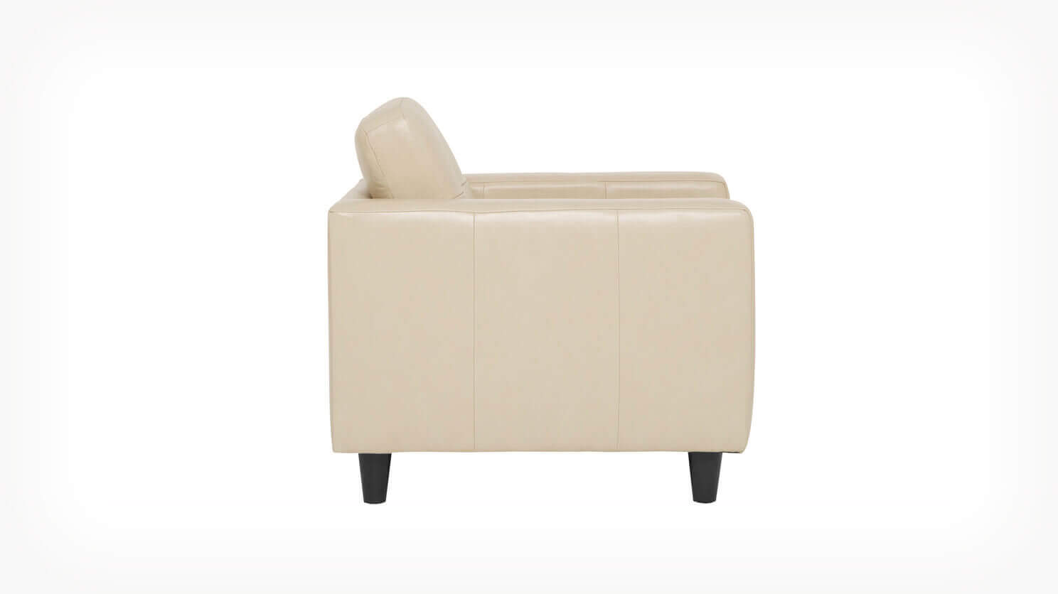 Side view of the Solo modern lounge chair in white leather