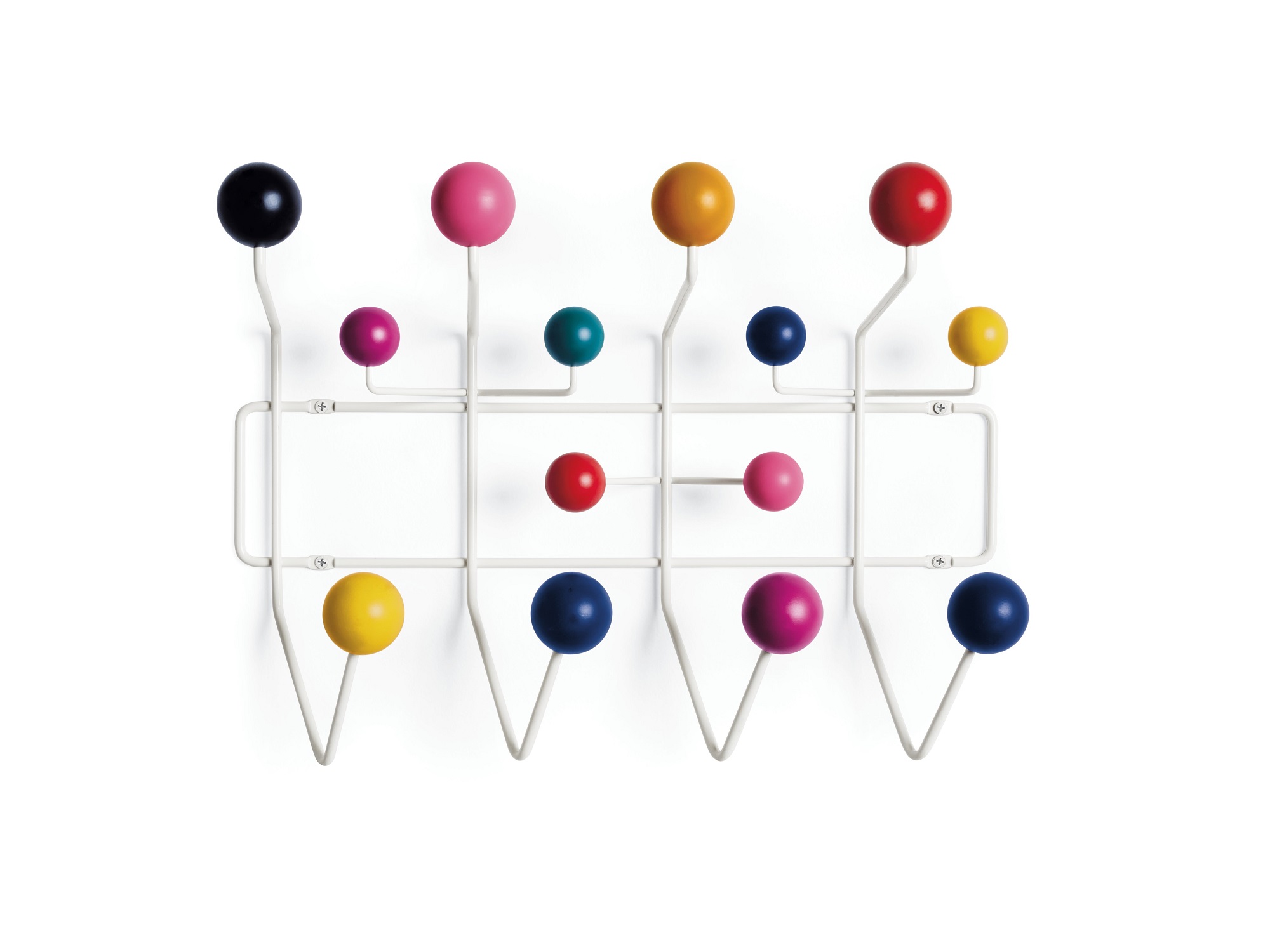 Front view of the eames hang it all rack in multicoloured