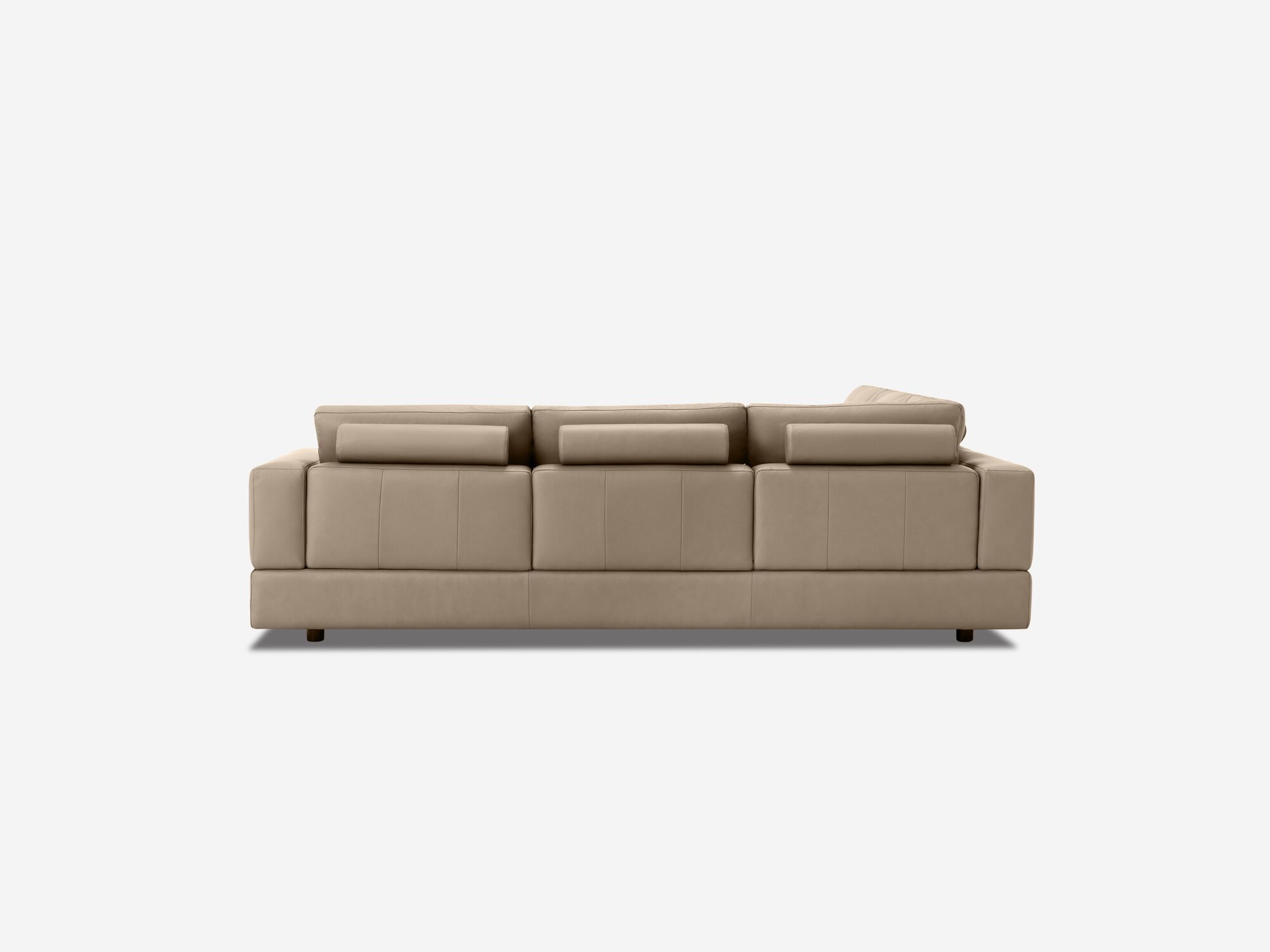 Taupe leather sectional sofa back left view