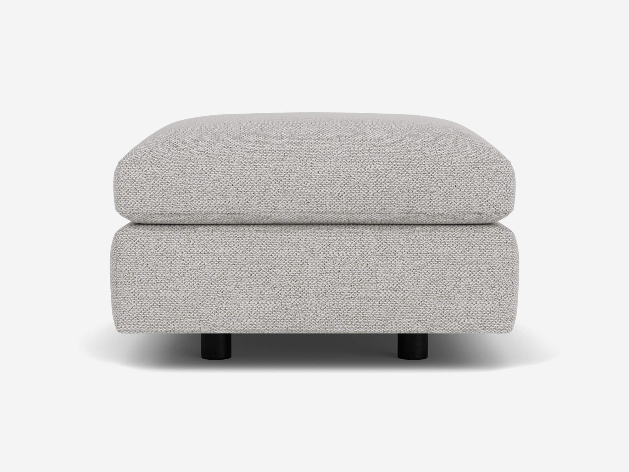 Front view of rectangular grey ottoman
